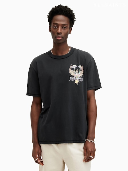 AllSaints Black Strummer Shortsleeve Crew T-Shirt (E18127) | €34
