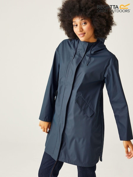 Regatta Blue Truelsa Mid Length Hooded Rain Jacket (E18143) | €54