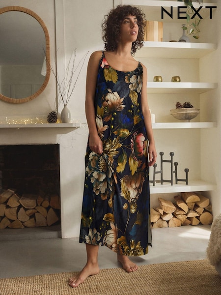 Floral Print Velvet Slip (E18167) | R$ 330