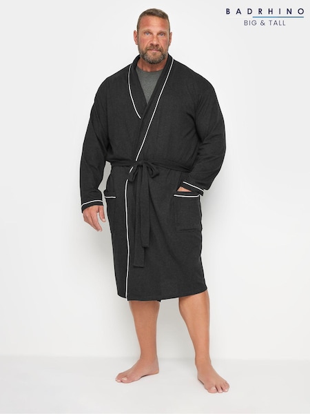 BadRhino Big & Tall Dark Grey Jersey Dressing Gown (E18169) | $47