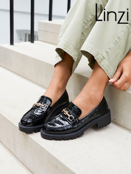 Linzi Aria Chunky Sole Loafers With Gold Trim (E18174) | €57