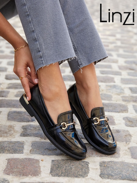 Linzi Black Breeze Gold Trim Slip-On Loafers (E18191) | 2,043 UAH