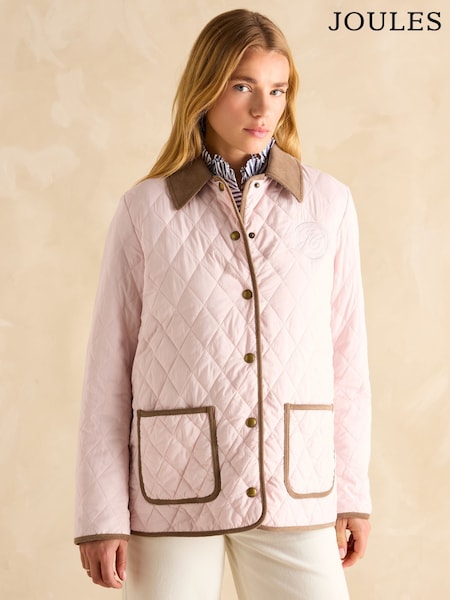 وردي - Joules Quinn Showerproof Diamond Quilted Coat (E18204) | ‏695 ر.س.‏