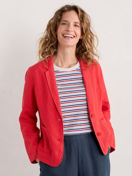 Seasalt Cornwall Red Petite Blinker Linen Blazer (E18215) | €57