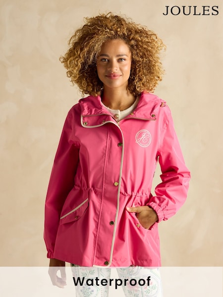 Roze - Joules Holt Waterproof Packable Raincoat with Hood (E18320) | € 100