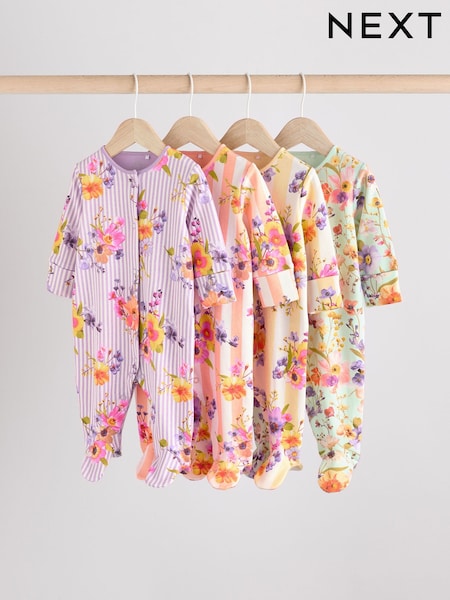 Amarillo - Floral Baby 100% Cotton Sleepsuits 4 Pack (0-2yrs) (E18344) | 35 € - 37 €