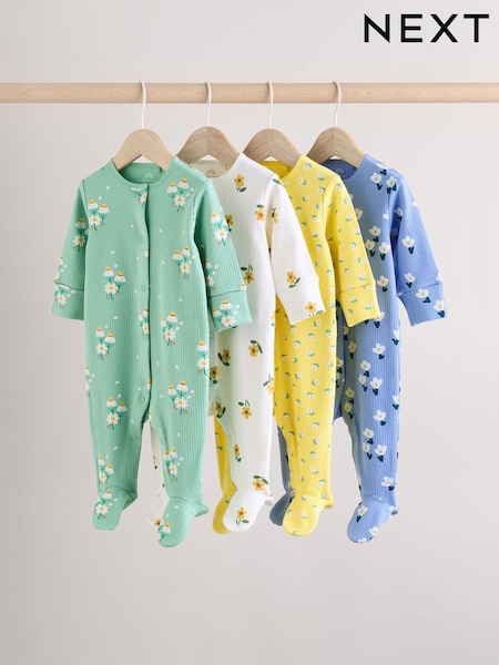 أخضر - Floral Baby 100% Cotton Sleepsuits 4 Pack (0-2yrs) (E18345) | ‏13 ر.ع.‏ - ‏14 ر.ع.‏