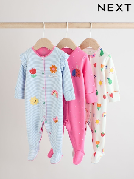 Azul - Bunny 3 Pack Baby Sleepsuits (0mths-2yrs) (0mths-2yrs) (E18354) | 28 € - 30 €