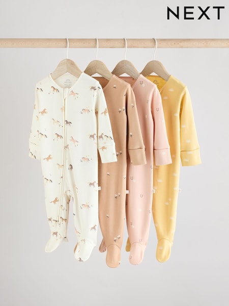 Mehrfarbig - Baby Two Way Zip 100% Cotton Sleepsuits 4 Pack (0mths-2yrs) (E18360) | 35 € - 38 €