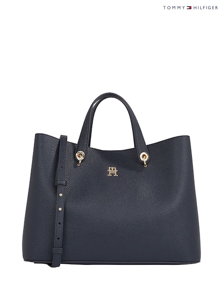 כחול  - Tommy Hilfiger Emblem Satchel Bag (E18365) | ‏905‏₪