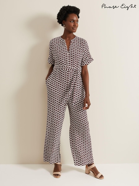 Phase Eight Black Geo Andra Tie Waist Jumpsuit (E18490) | 245 QAR