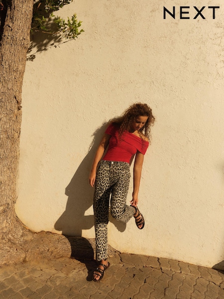 Leopardenmuster - Straight Leg 100% Cotton Jeans (E18499) | 65 €