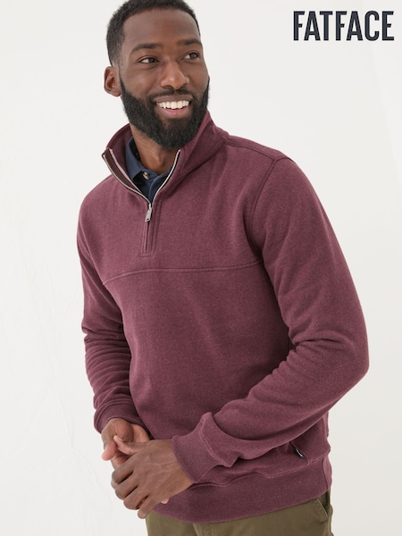 FatFace Burgundy Red Brooke Half Neck 100% Cotton Sweatshirt (E18513) | €39.50