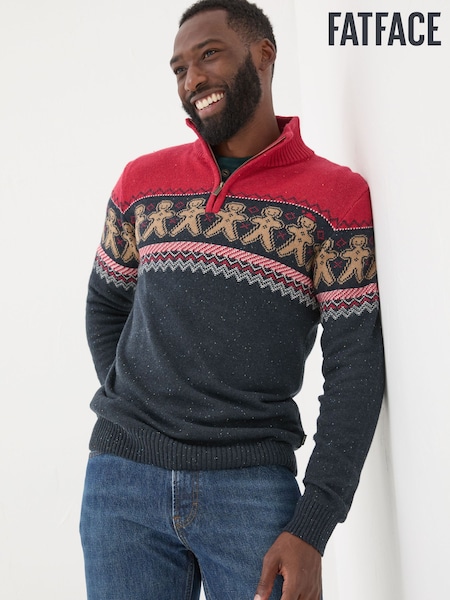 FatFace Navy Blue Gingerbread Half Neck Jumper (E18539) | €46