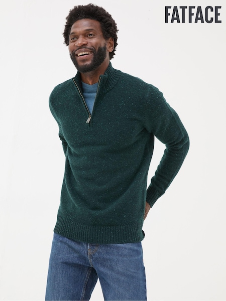 FatFace Dark Green Lambswool Half Neck Jumper (E18540) | €59