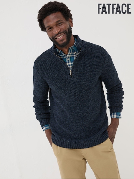 FatFace Blue Hove Knitted Half Neck Jumper (E18544) | €52.50
