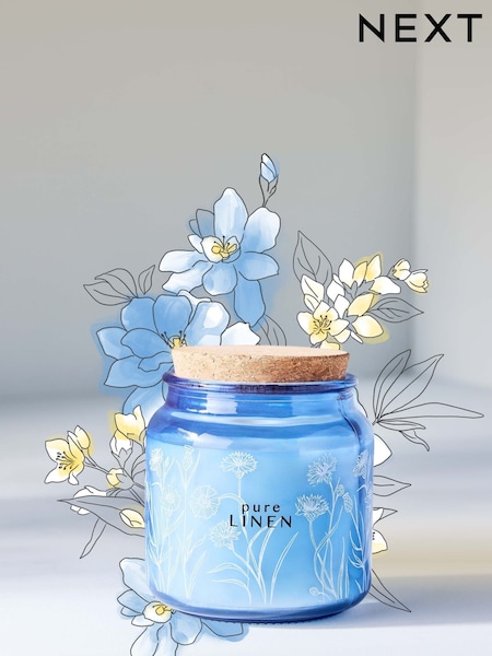 Blue Pure Linen Jar Candle (E18576) | €11