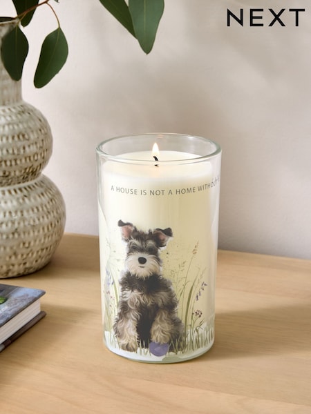 Grey Stanley the Schnauzer Pure Linen Pillar Candle (E18609) | €13