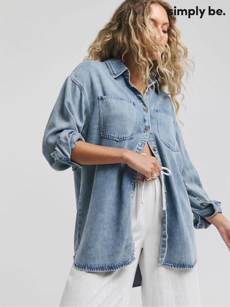 Simply Be Blue Lightweight Oversized Shirt (E18657) | €46
