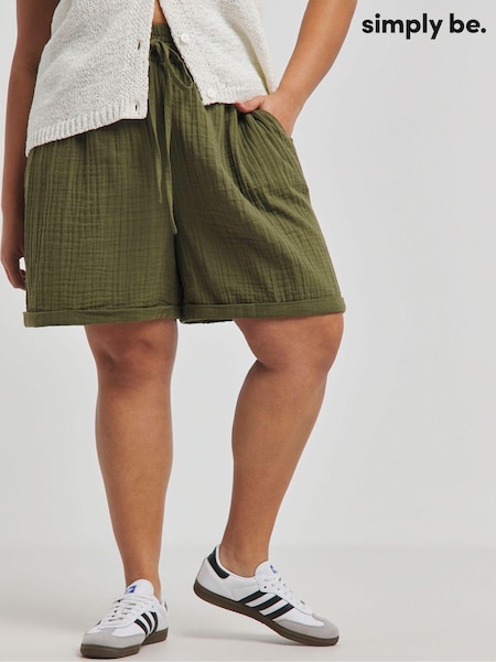 Simply Be Green Cheesecloth Shorts (E18665) | €16