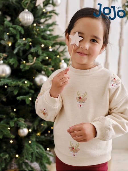 JoJo Maman Bébé Natural Reindeer Sweatshirt (E18681) | kr371