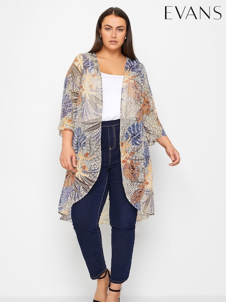 Evans Palm Print Brown Kimono (E18725) | €57