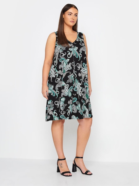 Evans Paisey Print Black Dress (E18739) | AED227