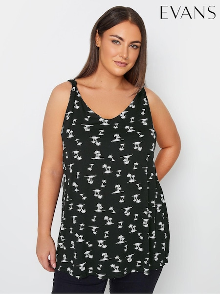 Schwarz - Shoulder Knot Printed Vest Top (E18746) | 42 €
