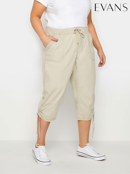 חום - Evans Elasticated Waist Cropped Trousers (E18751) | ‏181‏₪