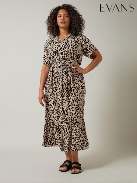 Evans Animal Print Shirt Black Dress (E18760) | €72