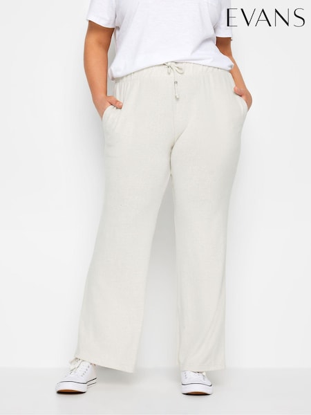 Evans Cream Soft Touch Wide Leg Trousers (E18767) | 238 LEI