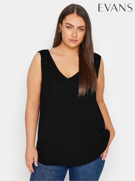 Musta - Evans V-kaula-aukko Vest Top (E18770) | €30