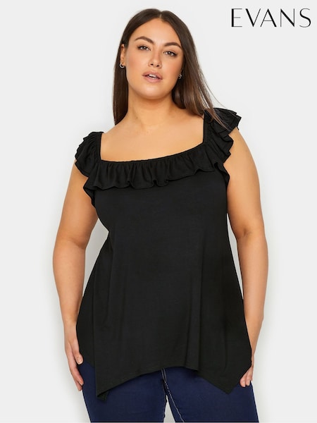 Evans Frill Hanky Hem Black Top (E18776) | €40