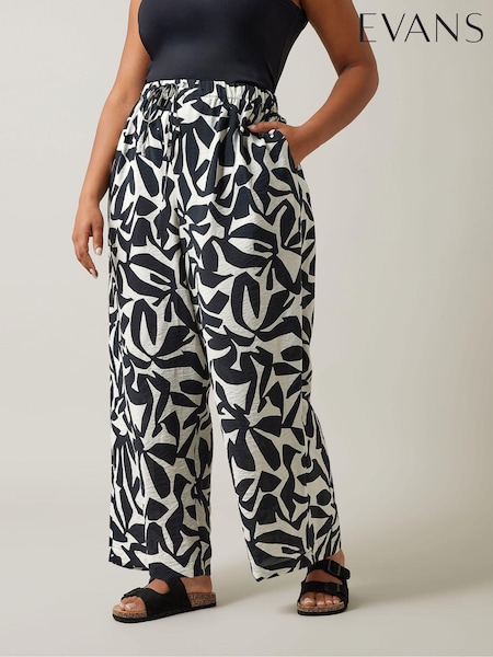 Evans Natural Geometric Print Wide Leg Trousers (E18784) | €53