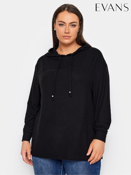 Evans Split Hem Black Hoodie (E18793) | €39