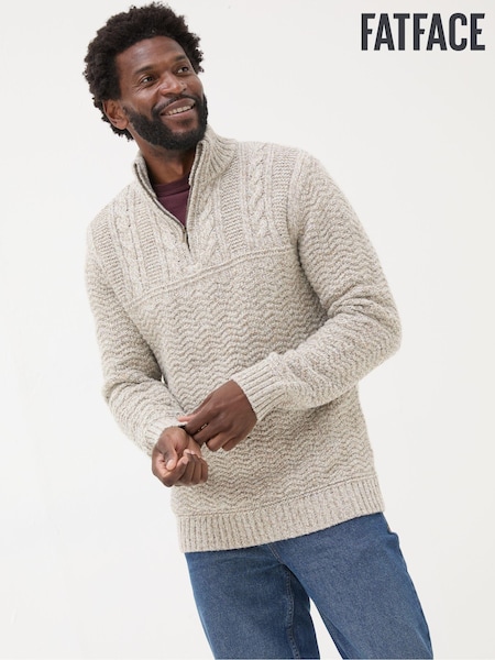 FatFace Oatmeal Funtley Half Neck Jumper (E18796) | €52.50