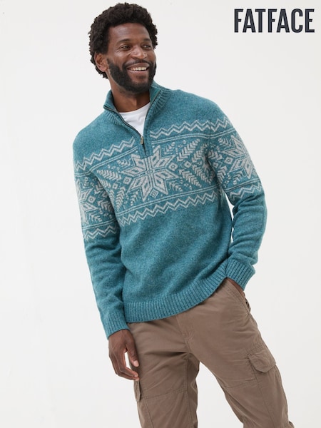 FatFace Calder Light Blue Half Neck Jumper (E18797) | €46