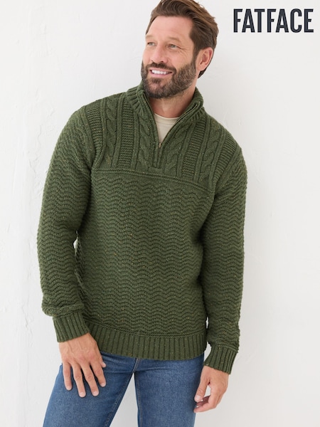 FatFace Khaki Green Funtley Half Neck Jumper (E18800) | €52.50