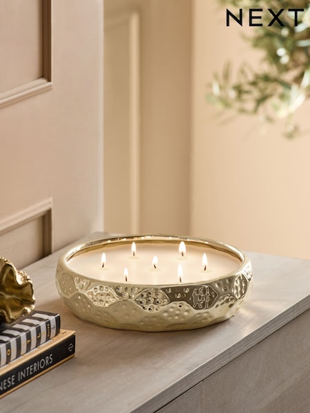 Gold Dark Rose and Oud Scented 7 Wick Candle (E18851) | €46