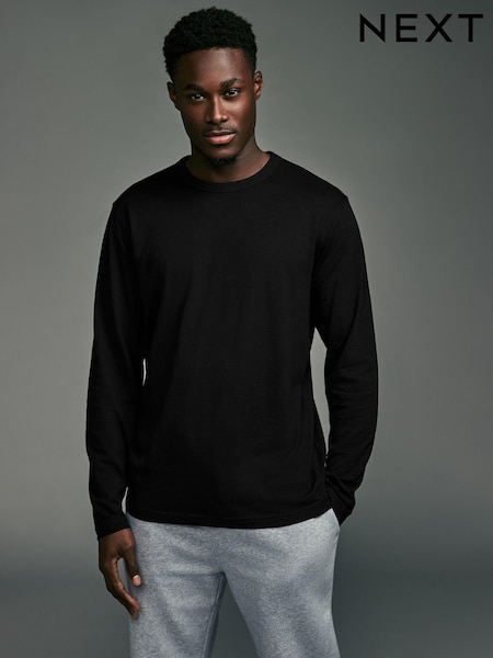 Black Long Sleeve Basic Crew Neck Regular Fit T-Shirt (E18883) | €6