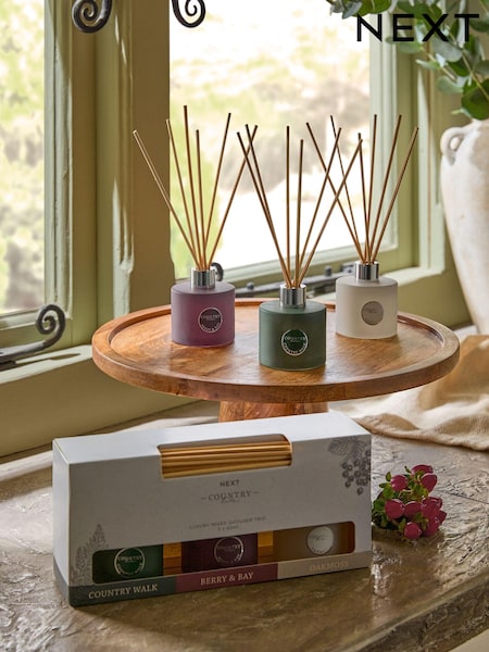 Country Walk Pine and Eucalyptus Set of 3 Fragranced Reed Diffuser (E18889) | €26