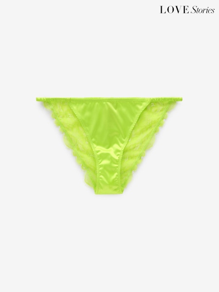Love Stories Green Wild Rose Satin and Lace Briefs (E18898) | €27