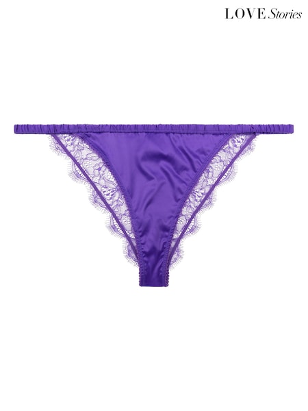 Love Stories Purple Charlotte Lace and Satin Tanga Briefs (E18900) | €30