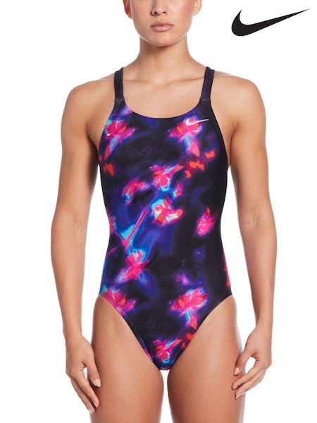 Nike Black Hydrastrong Multi Print Fastback One Piece Swimsuit (E18966) | €67