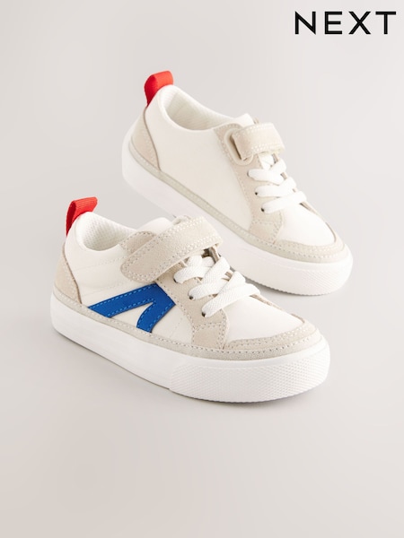 White/Blue Standard Fit (F) Touch Fastening Chevron Trainers (E18981) | AED86 - AED107