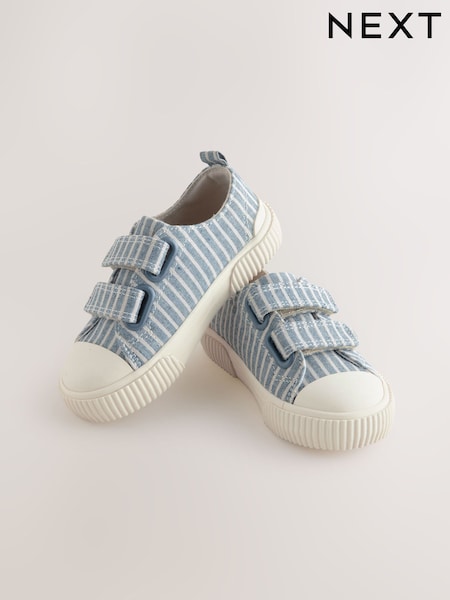 Blue/White Stripe Two Strap Touch Fastening Trainers (E19003) | kr267 - kr301