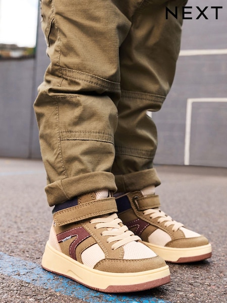 Khaki Green Touch Fastening Elastic Lace Hightop Boots (E19018) | € 31 - € 37