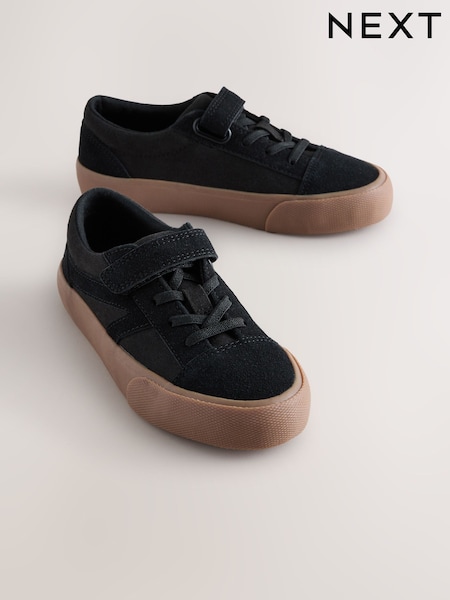 Black Standard Fit (F) Touch Fastening Elastic Lace Trainers (E19059) | ₪75 - ₪92