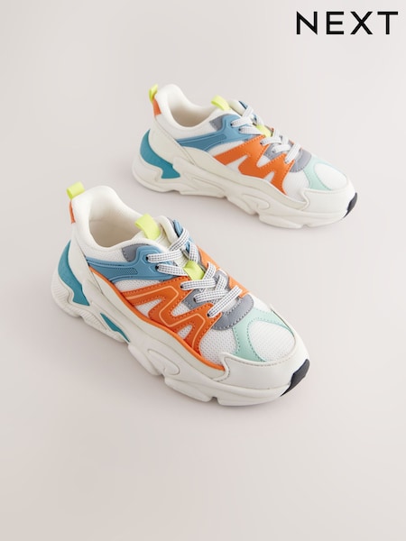 White Colourblock Elastic Lace Trainers (E19068) | R$ 255 - R$ 325