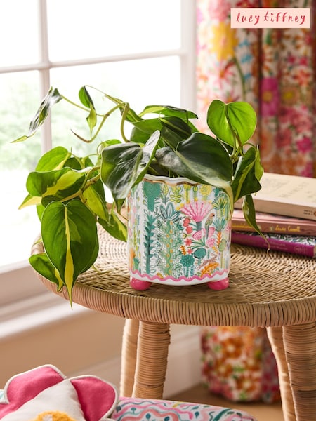 Lucy Tiffney Cream/Pink/Green Floral Animal Planter (E19098) | €26